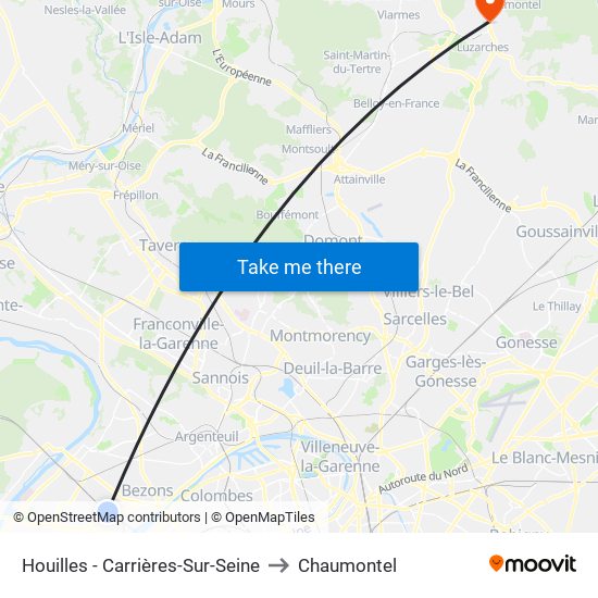 Houilles - Carrières-Sur-Seine to Chaumontel map