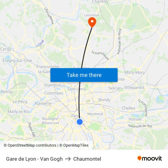 Gare de Lyon - Van Gogh to Chaumontel map