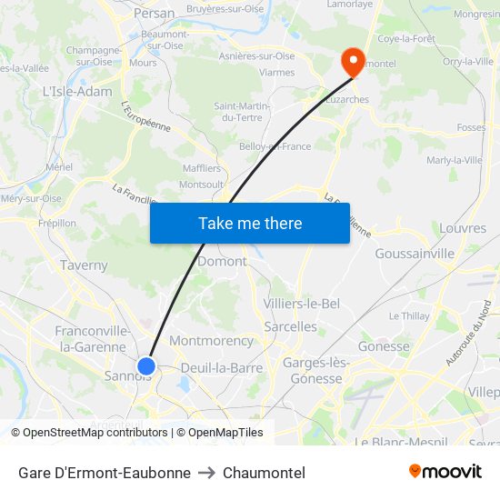 Gare D'Ermont-Eaubonne to Chaumontel map