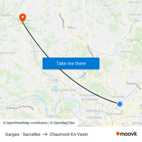 Garges - Sarcelles to Chaumont-En-Vexin map