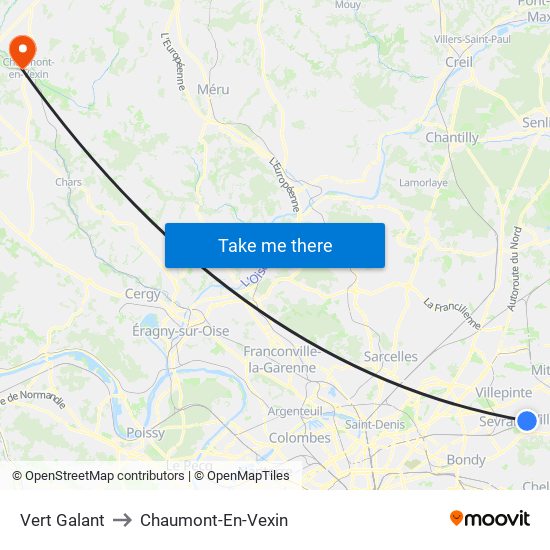 Vert Galant to Chaumont-En-Vexin map