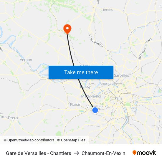 Gare de Versailles - Chantiers to Chaumont-En-Vexin map