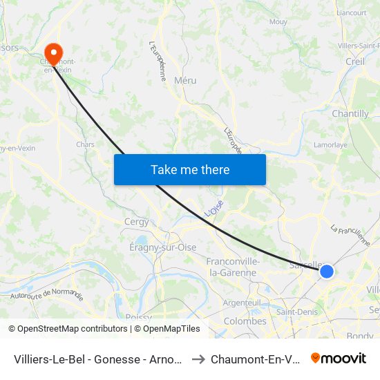 Villiers-Le-Bel - Gonesse - Arnouville to Chaumont-En-Vexin map