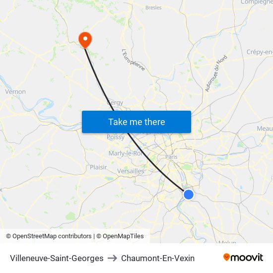 Villeneuve-Saint-Georges to Chaumont-En-Vexin map