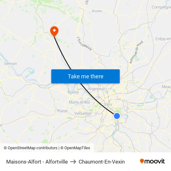 Maisons-Alfort - Alfortville to Chaumont-En-Vexin map