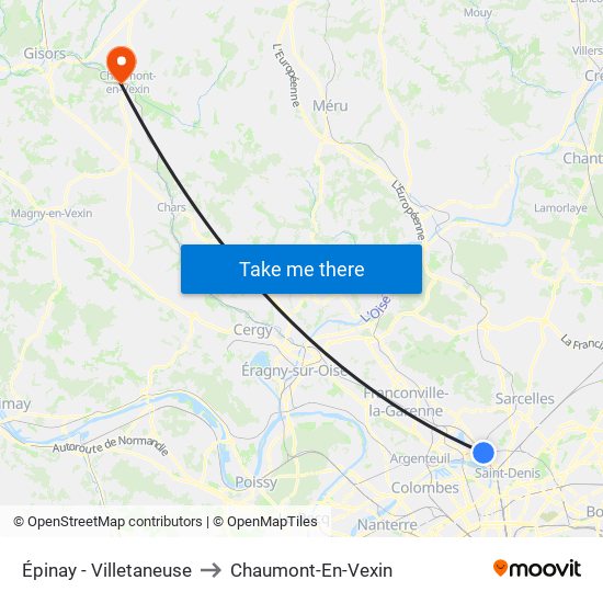 Épinay - Villetaneuse to Chaumont-En-Vexin map