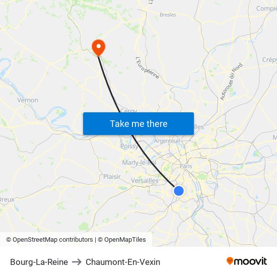 Bourg-La-Reine to Chaumont-En-Vexin map