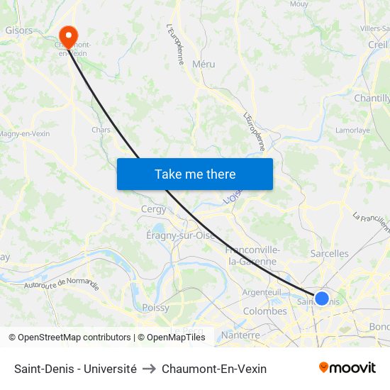 Saint-Denis - Université to Chaumont-En-Vexin map