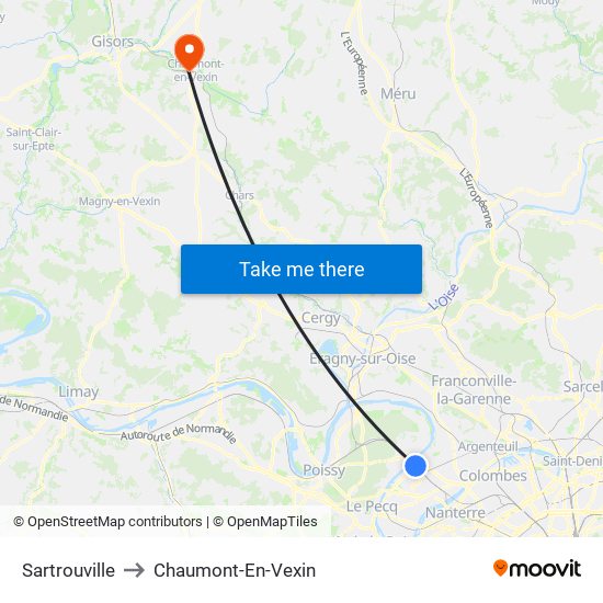Sartrouville to Chaumont-En-Vexin map