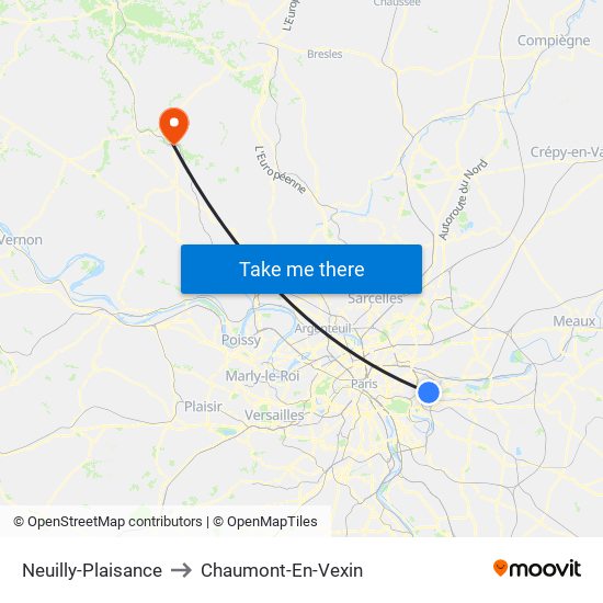 Neuilly-Plaisance to Chaumont-En-Vexin map
