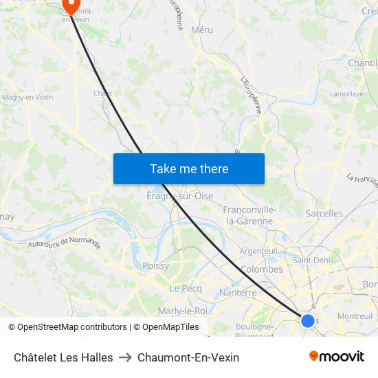 Châtelet Les Halles to Chaumont-En-Vexin map