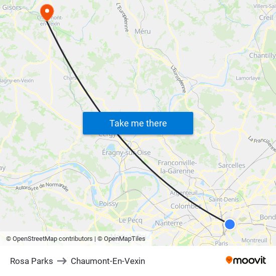 Rosa Parks to Chaumont-En-Vexin map