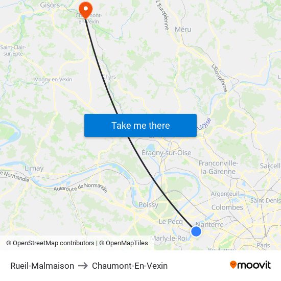 Rueil-Malmaison to Chaumont-En-Vexin map