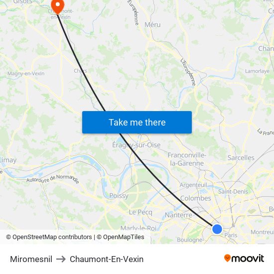 Miromesnil to Chaumont-En-Vexin map