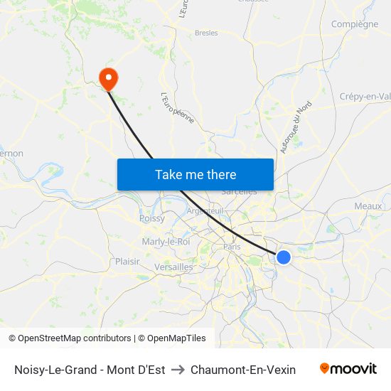 Noisy-Le-Grand - Mont D'Est to Chaumont-En-Vexin map