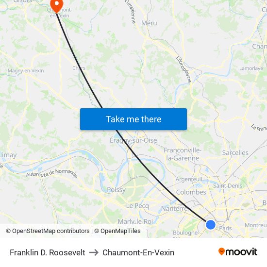 Franklin D. Roosevelt to Chaumont-En-Vexin map