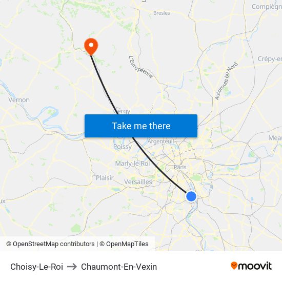 Choisy-Le-Roi to Chaumont-En-Vexin map
