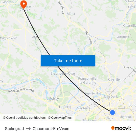 Stalingrad to Chaumont-En-Vexin map