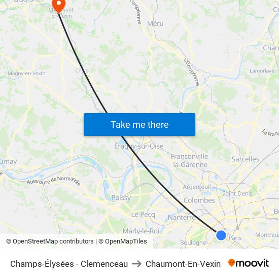 Champs-Élysées - Clemenceau to Chaumont-En-Vexin map