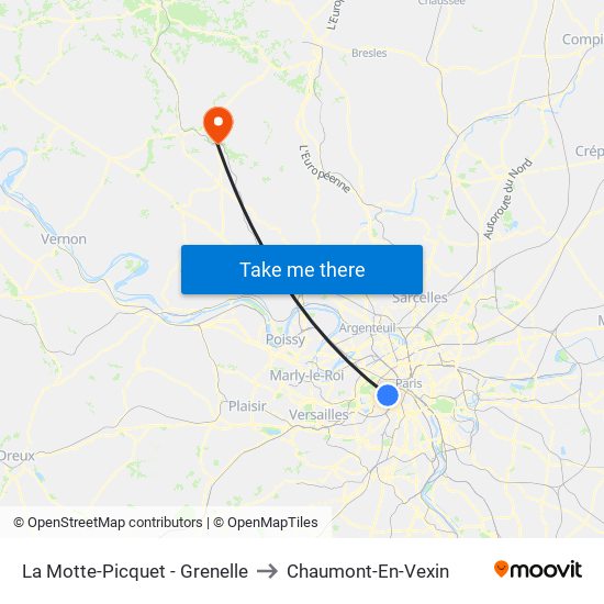 La Motte-Picquet - Grenelle to Chaumont-En-Vexin map