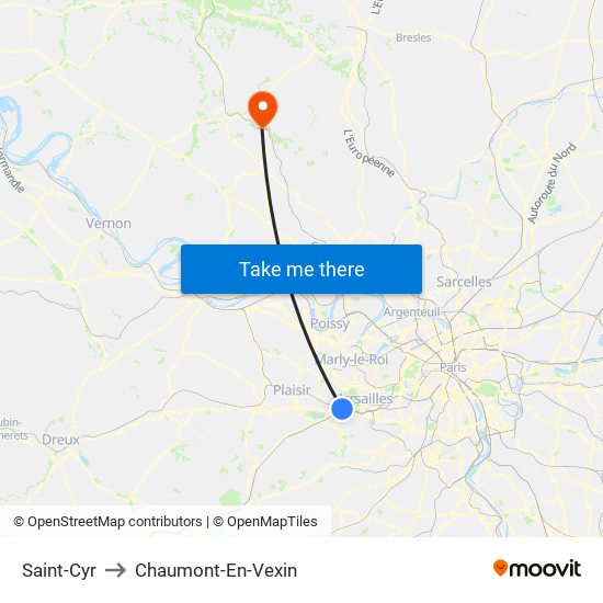 Saint-Cyr to Chaumont-En-Vexin map