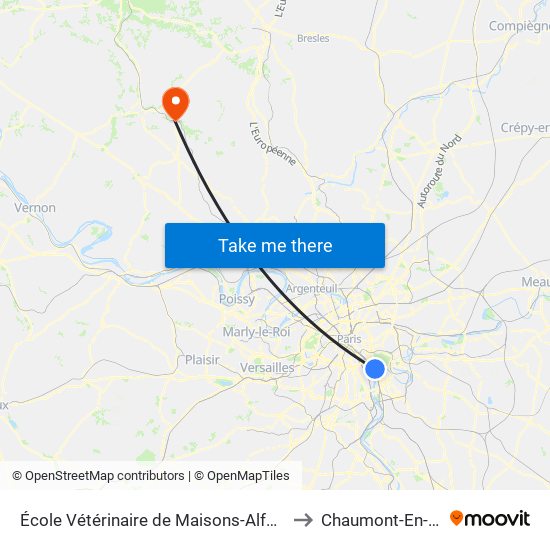 École Vétérinaire de Maisons-Alfort - Métro to Chaumont-En-Vexin map