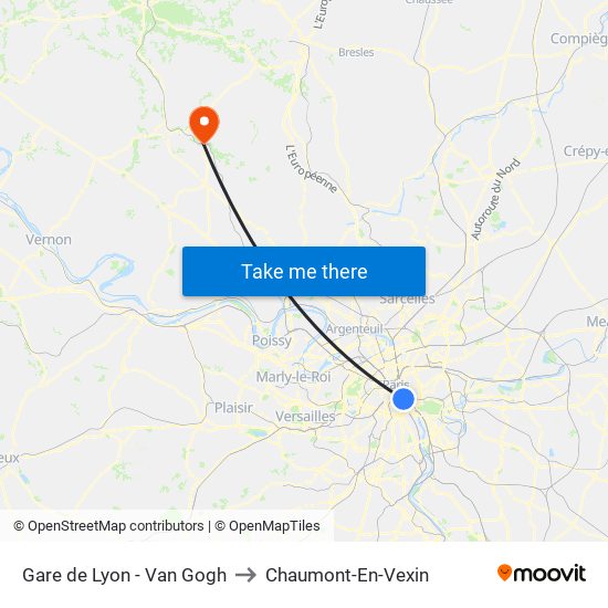 Gare de Lyon - Van Gogh to Chaumont-En-Vexin map