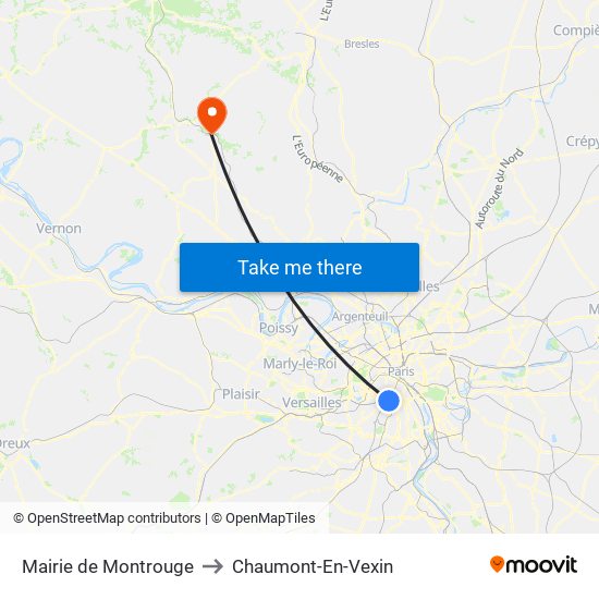 Mairie de Montrouge to Chaumont-En-Vexin map