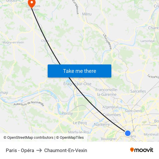 Paris - Opéra to Chaumont-En-Vexin map