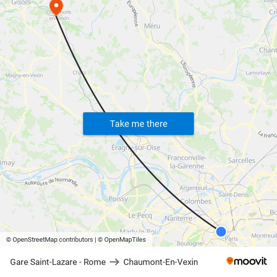 Gare Saint-Lazare - Rome to Chaumont-En-Vexin map