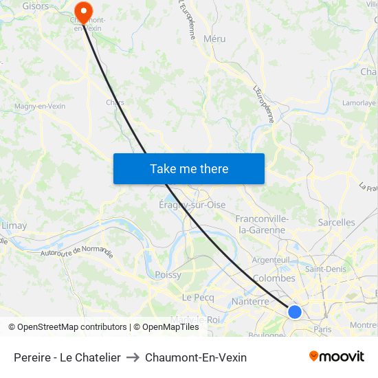 Pereire - Le Chatelier to Chaumont-En-Vexin map