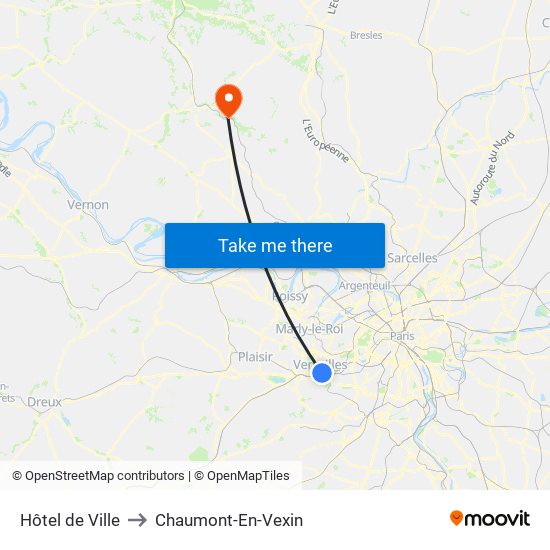 Hôtel de Ville to Chaumont-En-Vexin map