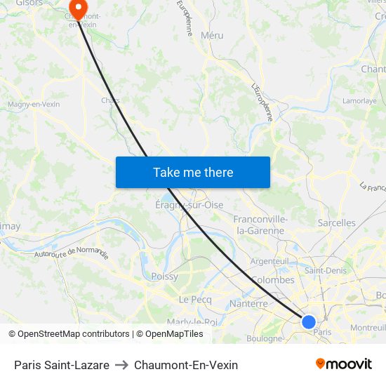 Paris Saint-Lazare to Chaumont-En-Vexin map