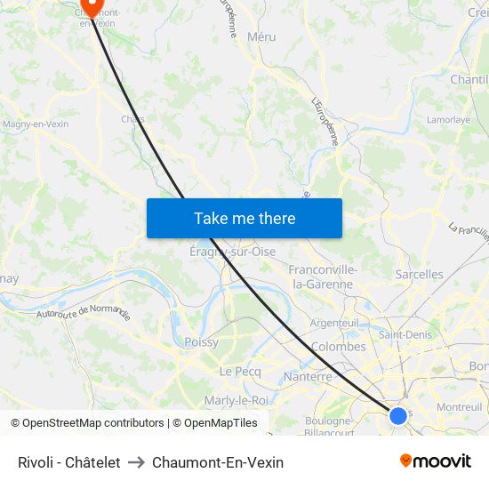 Rivoli - Châtelet to Chaumont-En-Vexin map