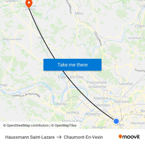 Haussmann Saint-Lazare to Chaumont-En-Vexin map