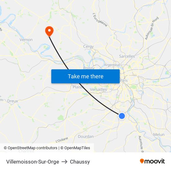 Villemoisson-Sur-Orge to Chaussy map