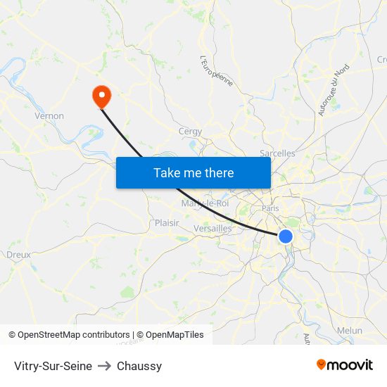 Vitry-Sur-Seine to Chaussy map