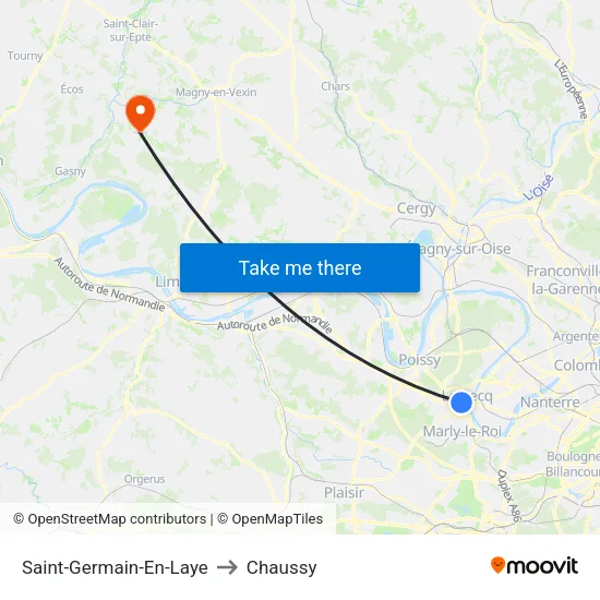 Saint-Germain-En-Laye to Chaussy map