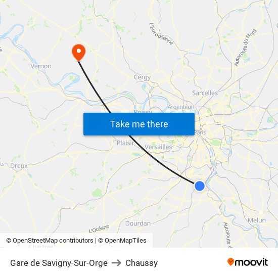 Gare de Savigny-Sur-Orge to Chaussy map