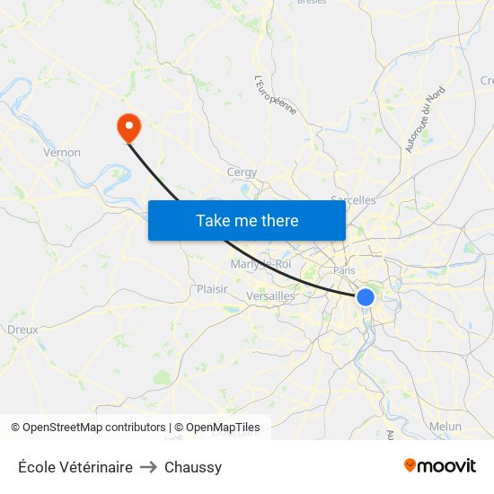École Vétérinaire to Chaussy map
