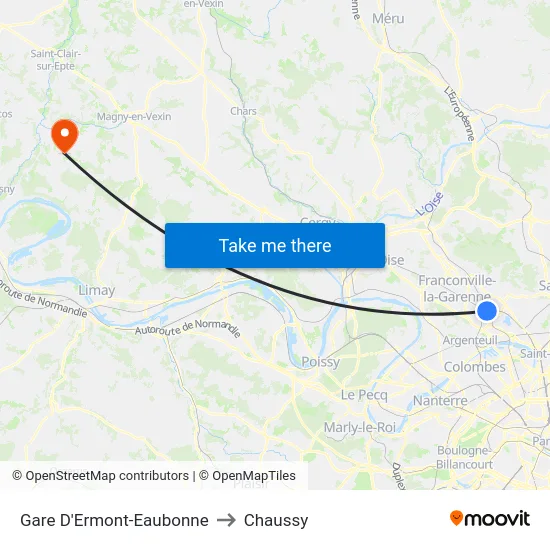Gare D'Ermont-Eaubonne to Chaussy map