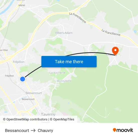 Bessancourt to Chauvry map