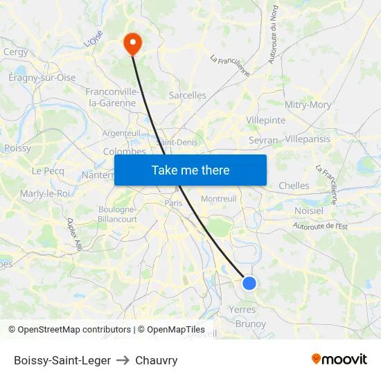 Boissy-Saint-Leger to Chauvry map