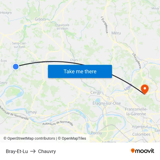 Bray-Et-Lu to Chauvry map