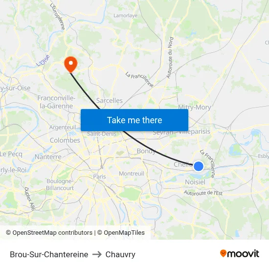 Brou-Sur-Chantereine to Chauvry map