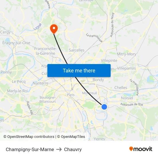 Champigny-Sur-Marne to Chauvry map
