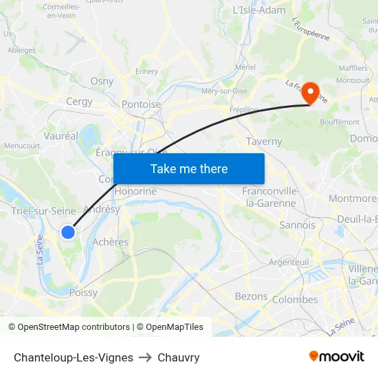 Chanteloup-Les-Vignes to Chauvry map