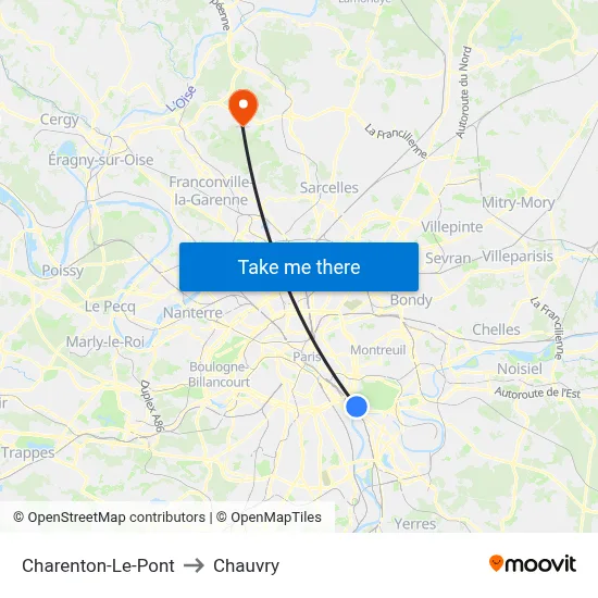 Charenton-Le-Pont to Chauvry map