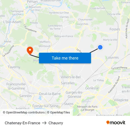 Chatenay-En-France to Chauvry map