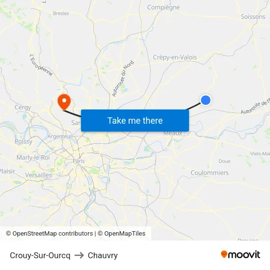 Crouy-Sur-Ourcq to Chauvry map